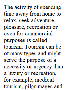 Tourism and its health effects